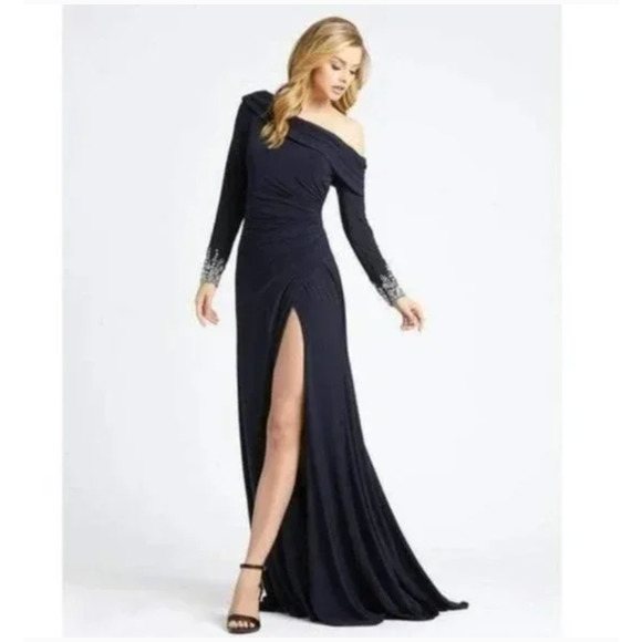 Mac Duggal Evening Jewel Cuffed Asymmetrical Gown 6